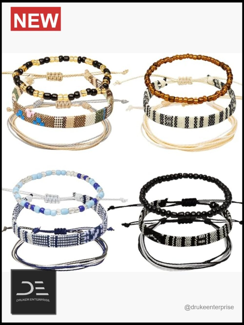 Handmade Woven Bracelet Set Wrap Adjustable Boho Surf Anklet